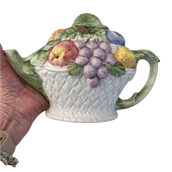 Majolica Half Teapot With Fruit Wall Hanging Made in Italy Vintage - Picture 8 of 12